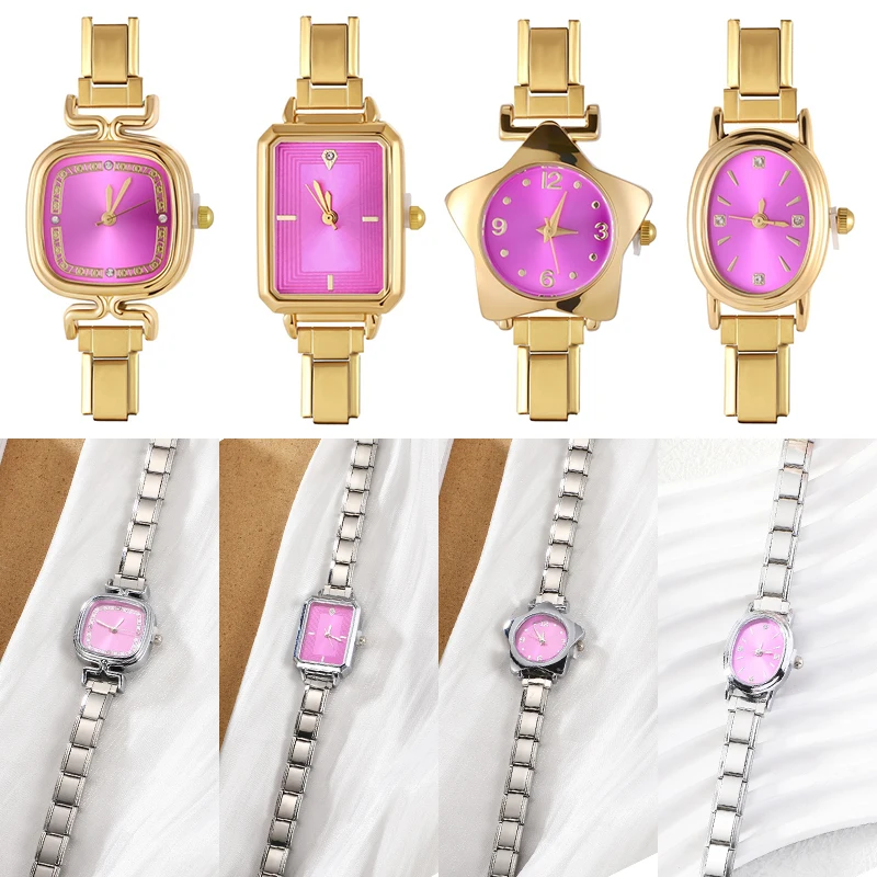 Y2K Women's Stainless Steel Rose Red Roman Numerals Watch Bracelet For Party Friend Wife Birthday Jewelry Gifts