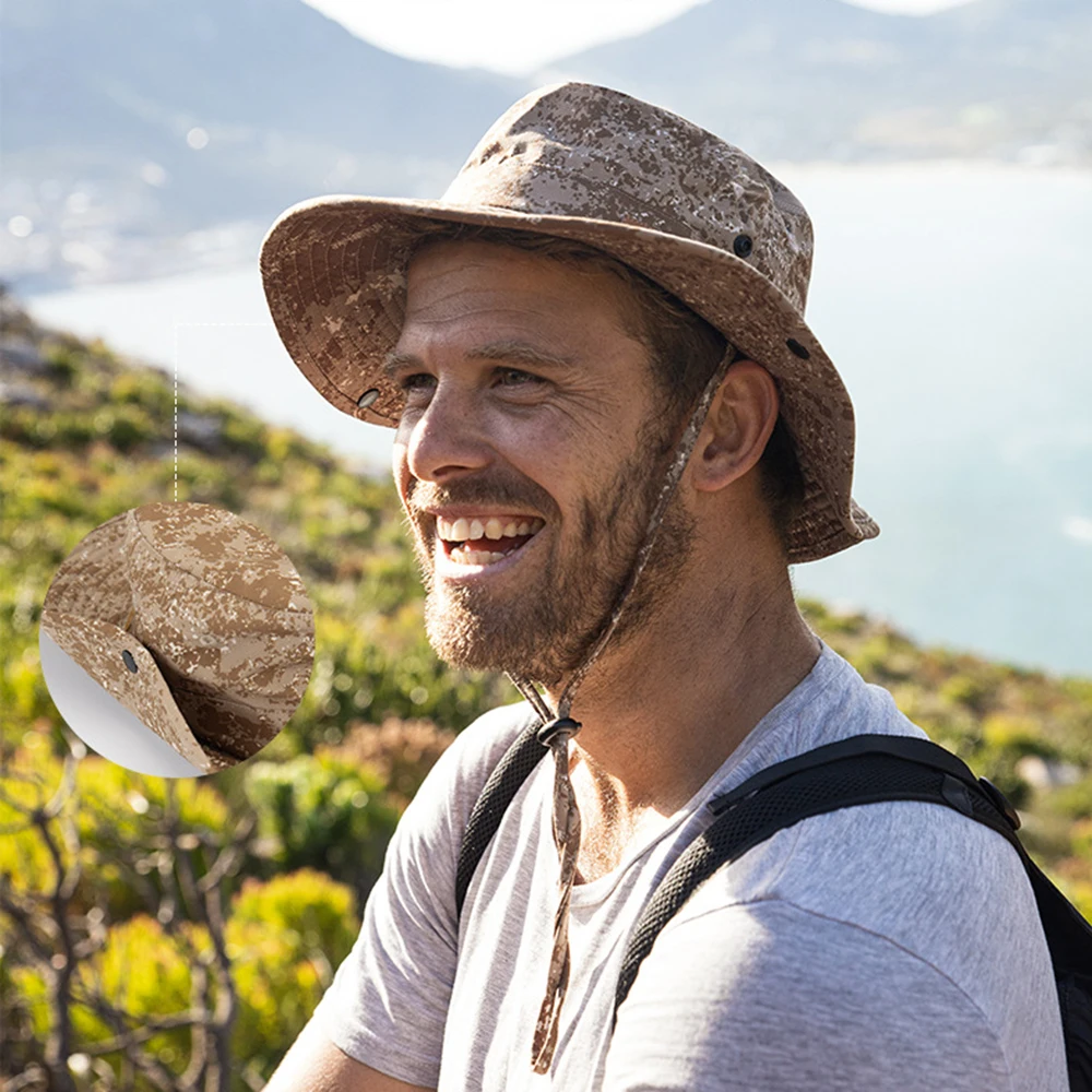 Naturehike ultralekki kapelusz przeciwsłoneczny, składany kapelusz typu Bucket kamuflażowy, oddychające ochrona przed słońcem czapka, przenośny duży