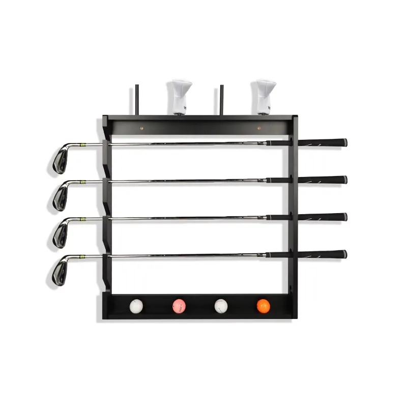 

Black wooden golf club display stand - elegant and sturdy, suitable for home use with clubhouses