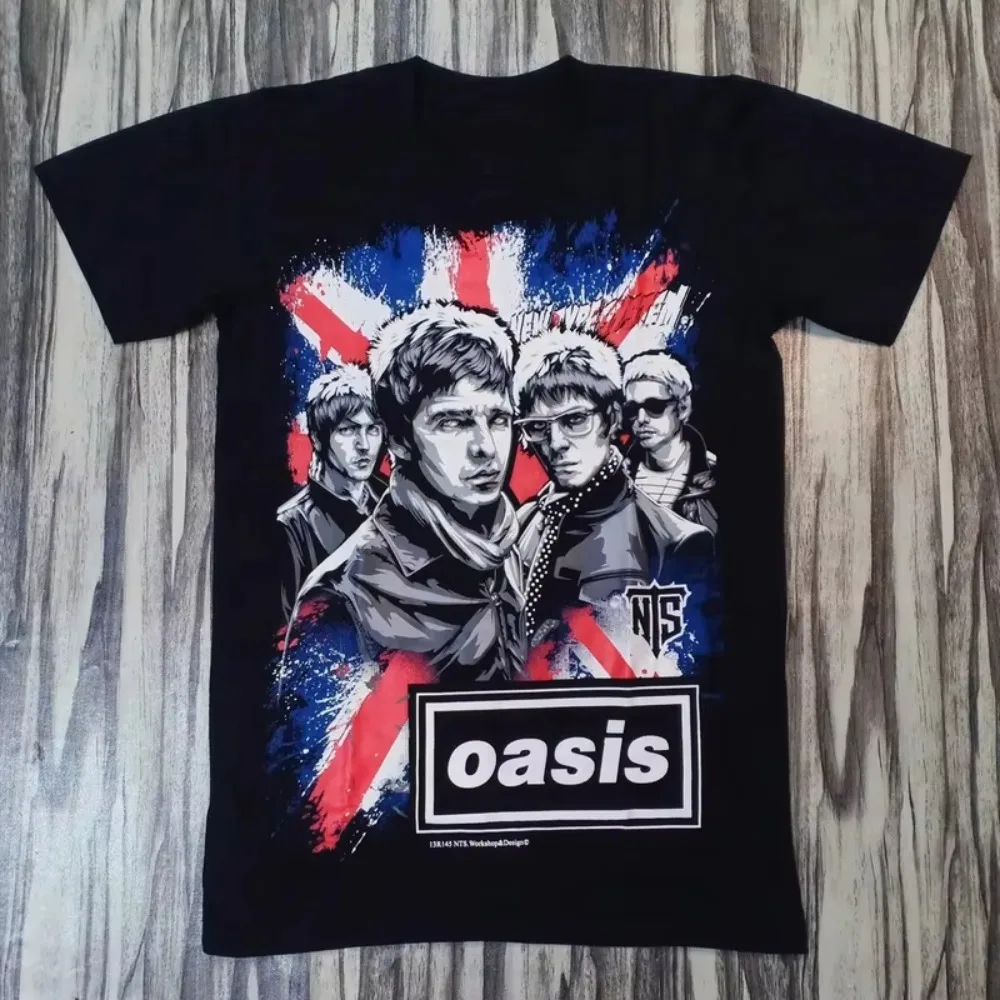 2025 Summer Oasis Band Rock T-shirt Retro Punk Print Tshirt Loose Breathable Casual Short Sleeve Tshirt Camisetas Surf Men Women