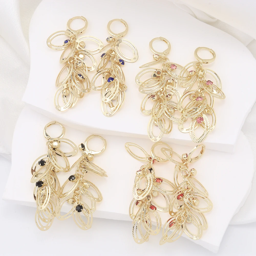 Stylish Bohemian jewelry with multiple cutout hoops filigree vintage tassel earrings with gold drop earrings