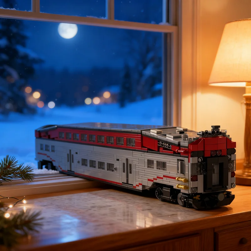 1386pcs MOC Train 1 48 Bombardier BiLevel Cab Car Model Building Blocks Construction Creative Collection Display Art Birthday 3D