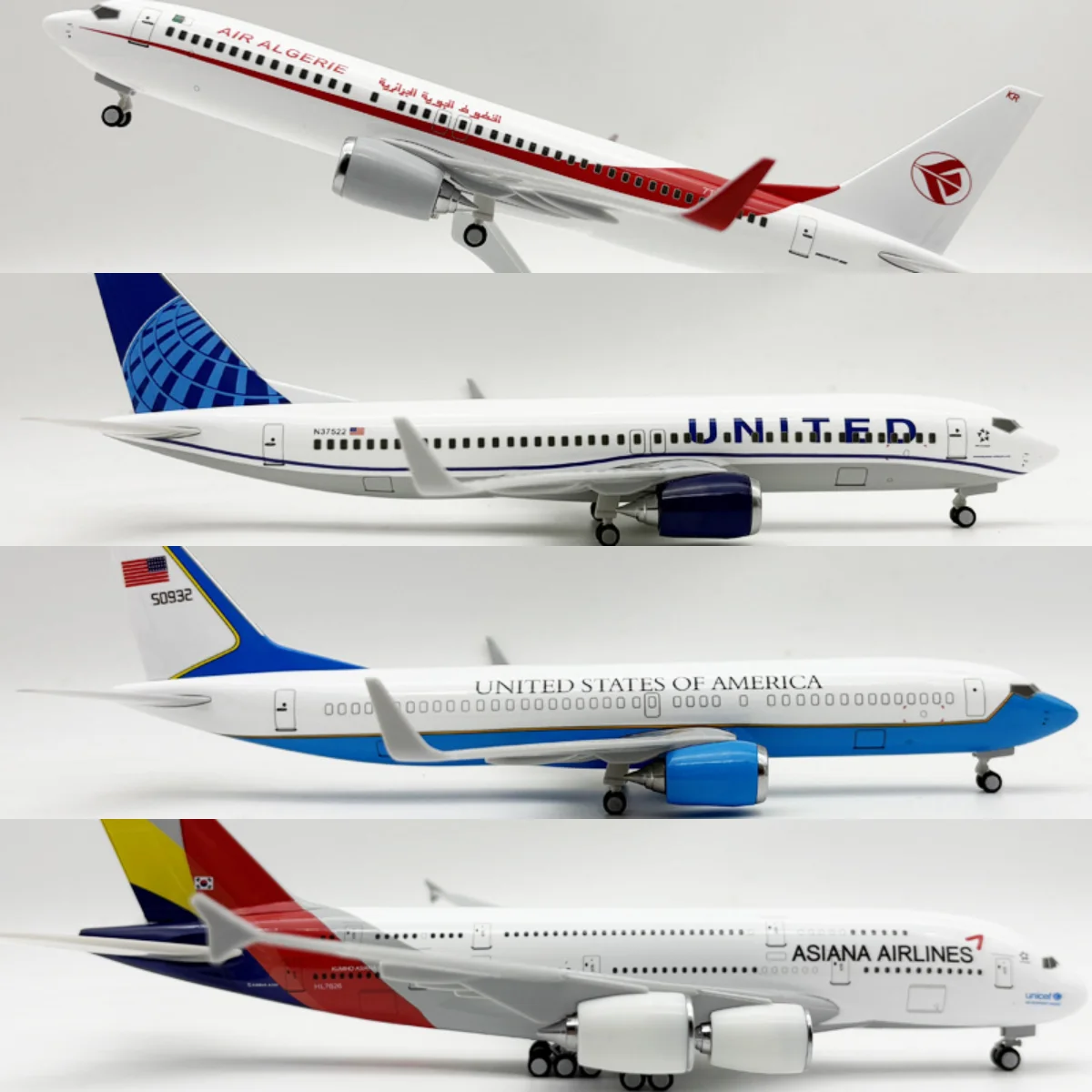 

1/240 Scale B737/A380 Korean/United/Air Force One/ Plane 30cm Resin Airplane Model With Wheel & Base Aircraft Display Gifts