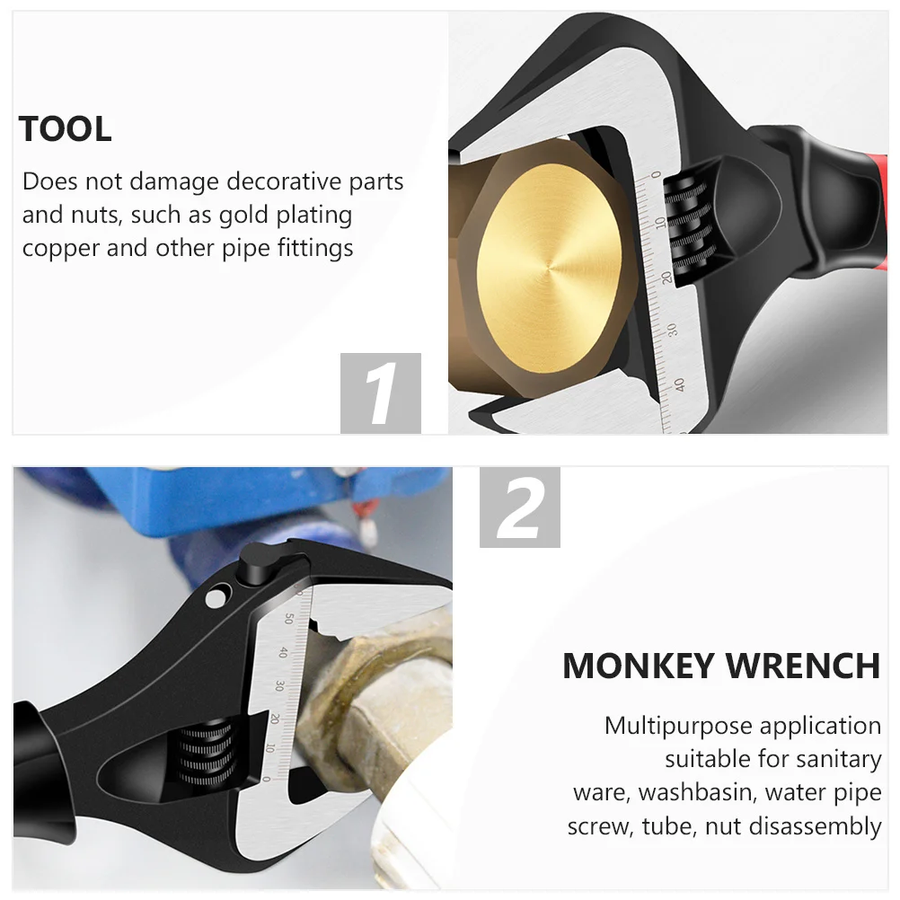 

Adjustable Wrench For Sink Pipe Repair Multi-Use Bathroom Spanner Non-Slip Short Handle Tool Monkey Spanner Home Auto Industrial