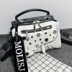 Hakiki deri çanta kadınlar için eğilim perçin elmas Ita çanta kadın büyük kapasiteli Crossbody çanta Lady omuz çantaları