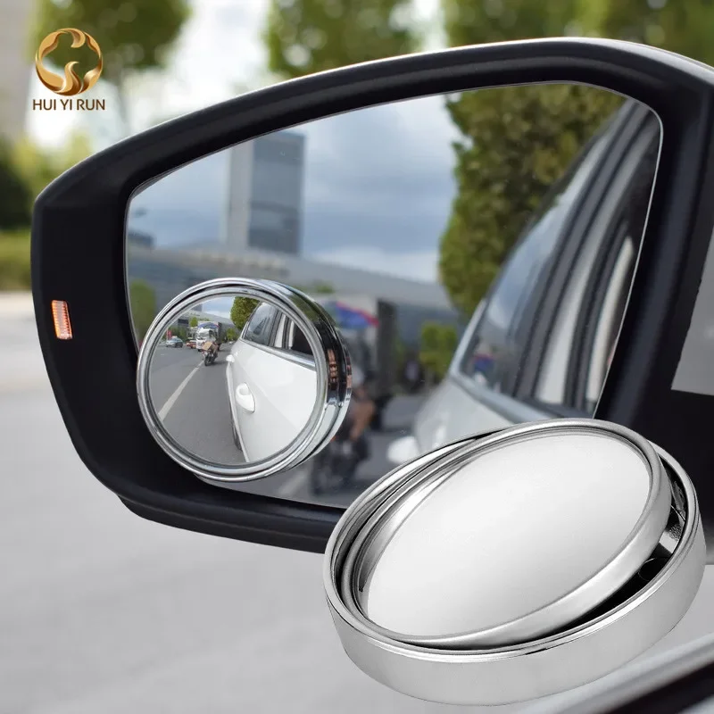 

Car 360° Rotary Press Rear View Small Round Mirror Large Vision Reversing Aid Blind Spot Mirror