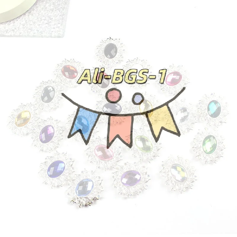 

5Pcs Alloy Rhinestone Flower Buttons, Flat Bottom Jewelry Discs for DIY Crafts, Sewing & Clothing Decoration, Elliptical Shape