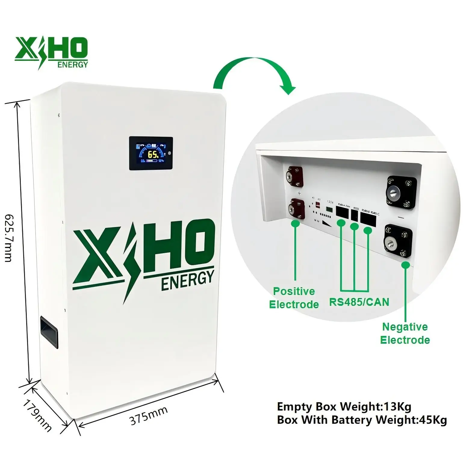 Xiho PowerWall Mounted Grade A100Ah 48V 51.2V 5KWH Lithium Lifepo4 Battery DIY Kits Battery Box for DIY Energy Storage