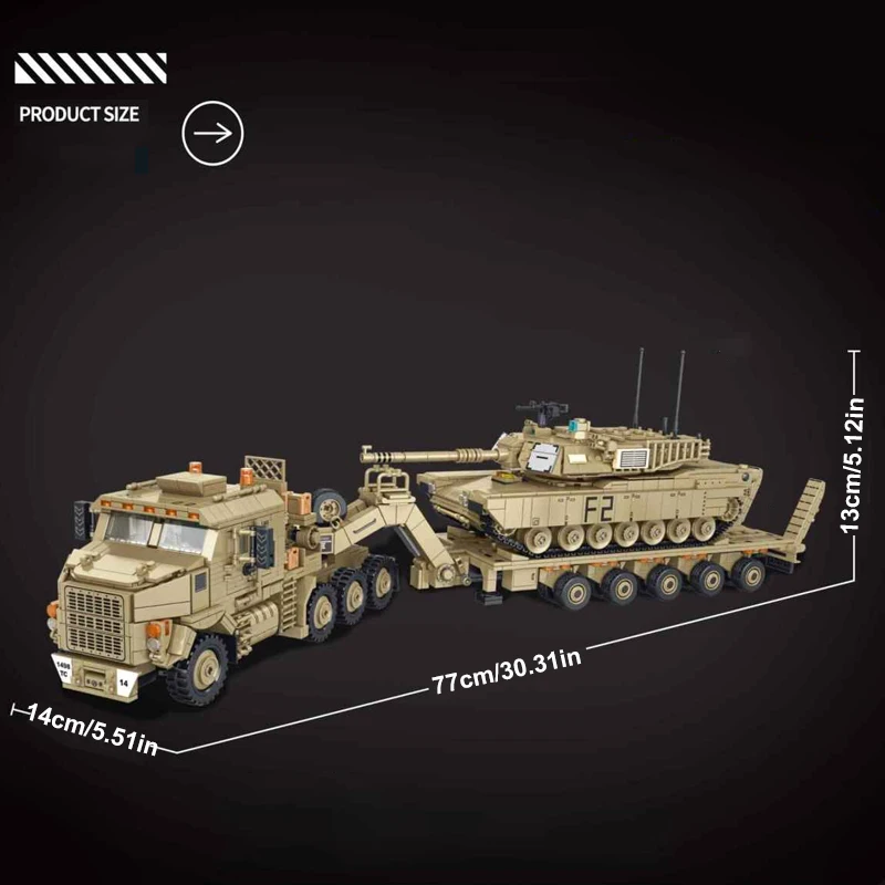 Blocs de construction de véhicules blindés M1070, militaire technique, camion, 5 figurines, assemblage de briques, Kit de modèle, cadeau pour adultes et enfants, 3482 pièces