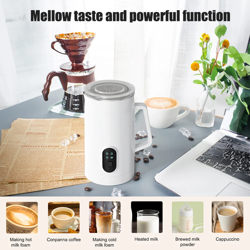 

4 In 1 Milk Frother Cooker Auto Mixer for Coffee Milk Foamer Machine Stainless Steel Milk Heating Steamer Foamer 110V/220V