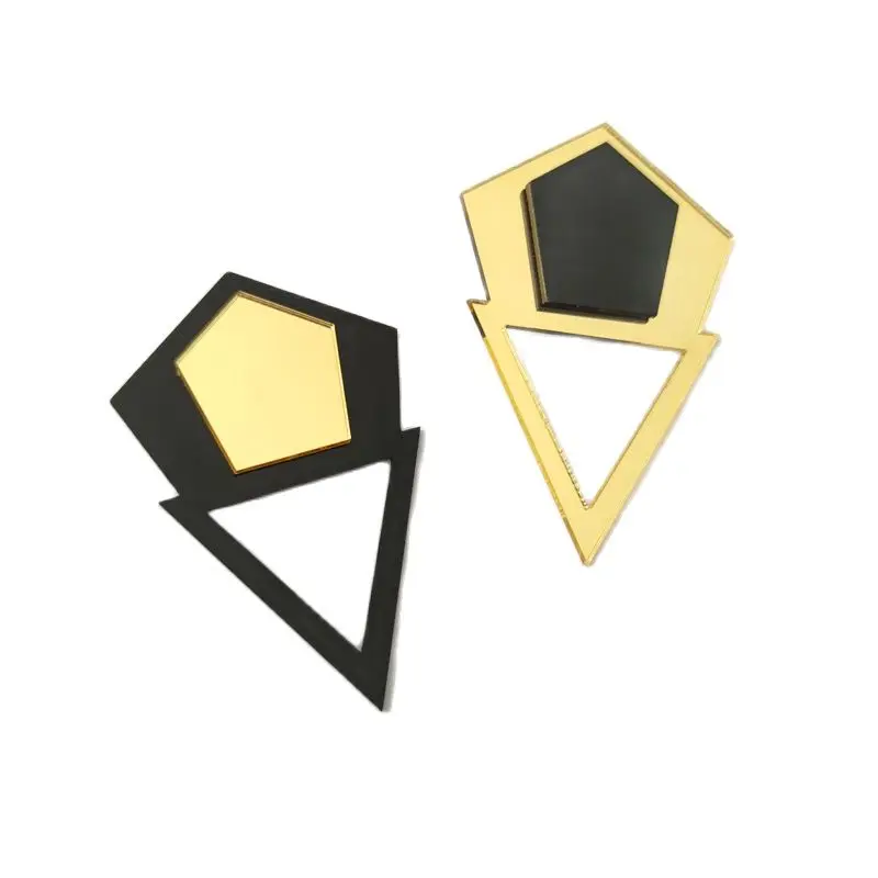 KUGUYS Triangle Geometric Big Stud Earrings for Women Acrylic Fashion Jewelry Hyperbole DJ DS Dancer Cool Accessories