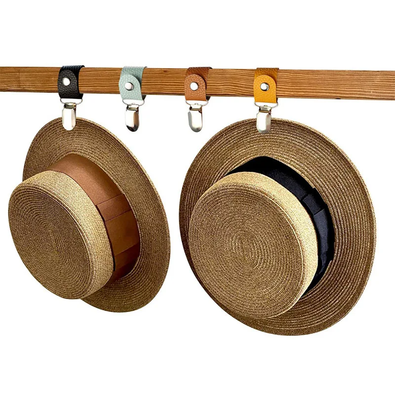 1PC Straw Hat Clip On Bag Hat Holder For Handbag Backpack Luggage PU Leather Hat Keeper Clip  Outdoor Travel Bag Accessories