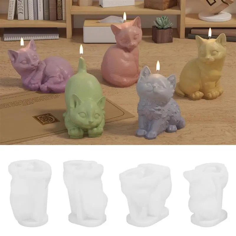 Cat Dog Series Silicone Molds Various Animal Aromatherapy Candles Plaster Resin Decoration Making Supplies Home Handmade Gifts