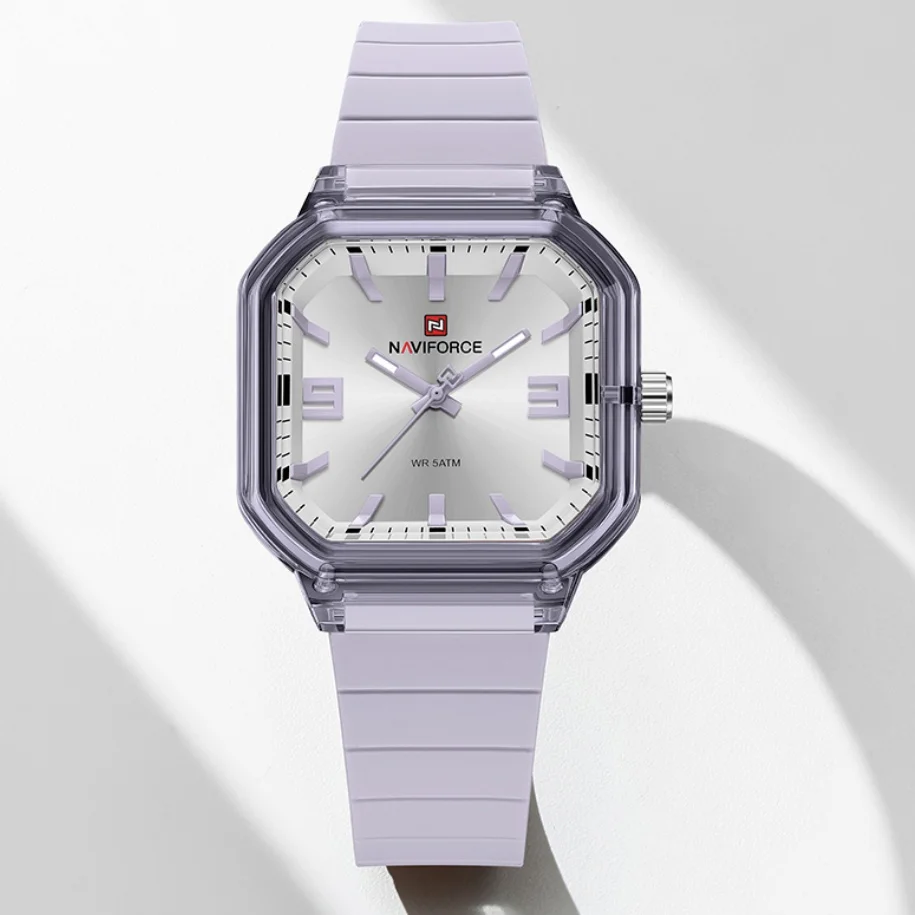 New Style NAVIFORCE New Luxurious Ladies Quartz Watch Standard Movement Silicone Strap Polyhedron Luminescent Women Timepiece