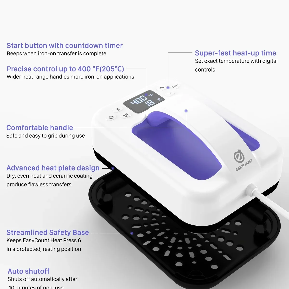 Heat Press Machine 7" x 5" for T Shirts HTV Vinyl Projects Portable Easy Iron Press Fast Even Heat Small Heat Transfer Machine