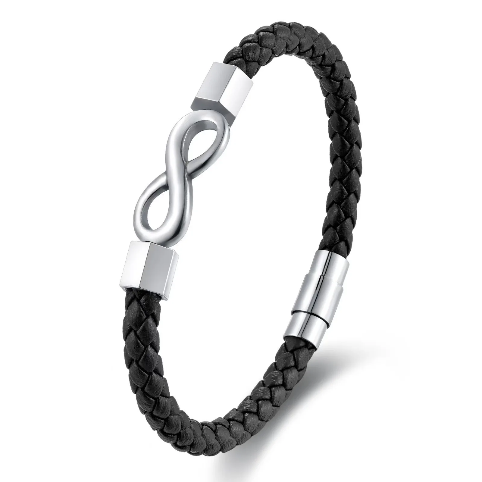infinity leather bracelet For Men Handmade Infinity Stainless Steel Bangles for Couple Gifts Annivesary Jewelr
