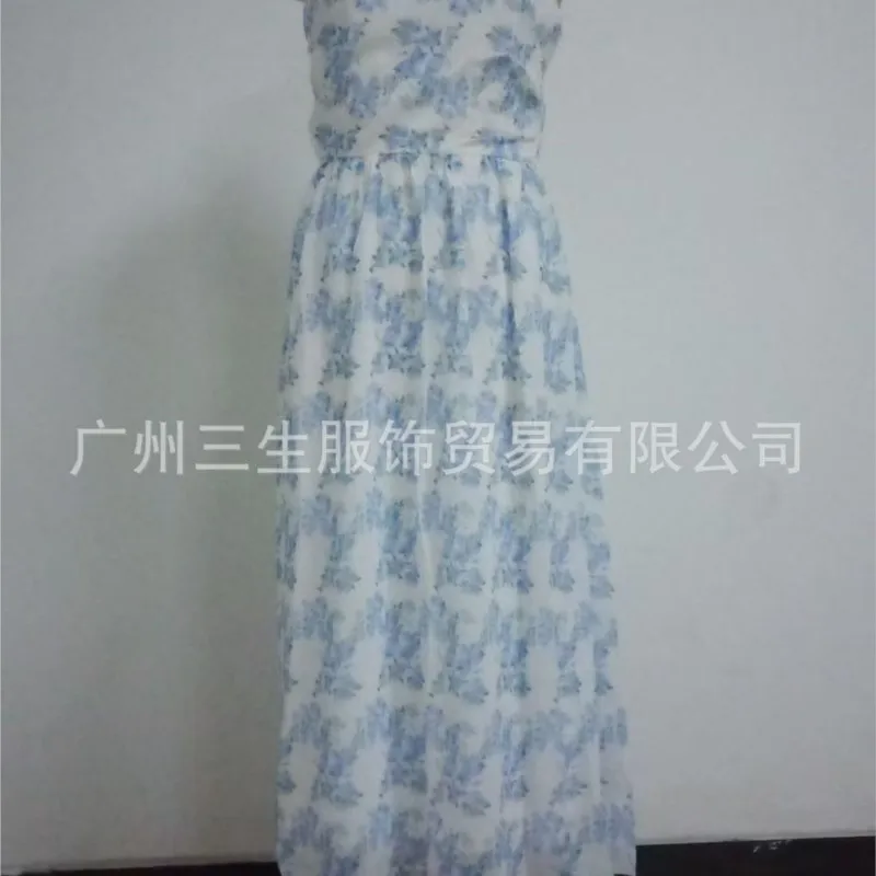 Abito estivo con bretelle con stampa floreale 2025 Abito elegante in chiffon a vita alta senza maniche Nuovo abito da ballo da sera