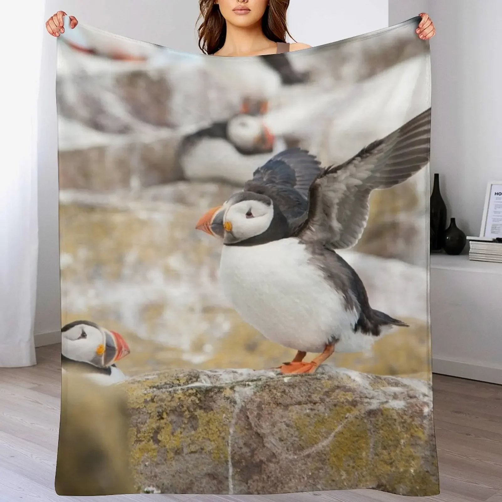 

New Atlantic Puffin Photography Throw Blanket Soft Bedroom Blanket for Night Sleeping