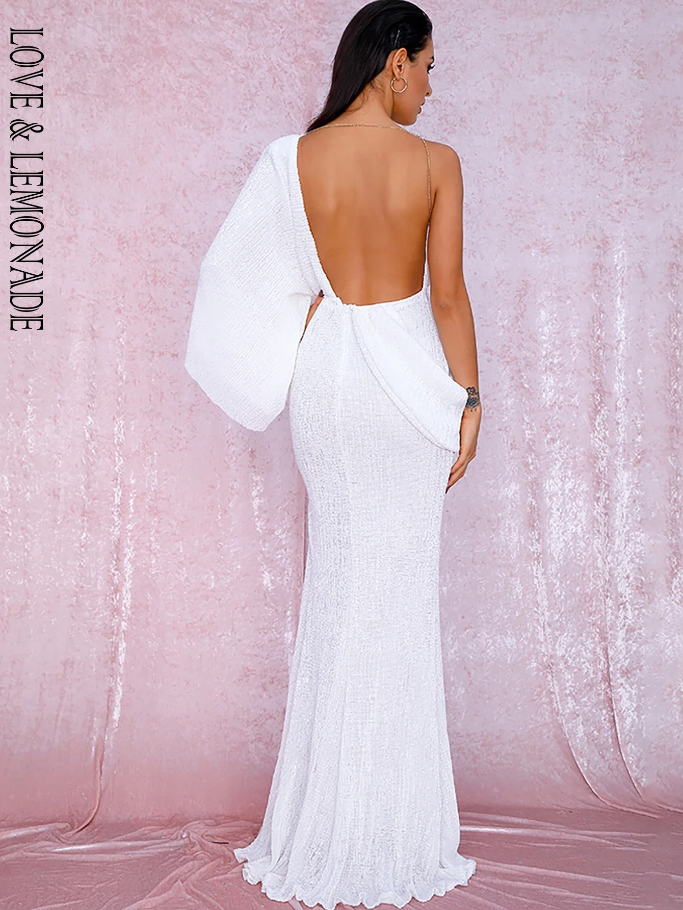 Popular Sexy Deepred Lapel Elastic Waist Long Sleeve Party Maxi Dress