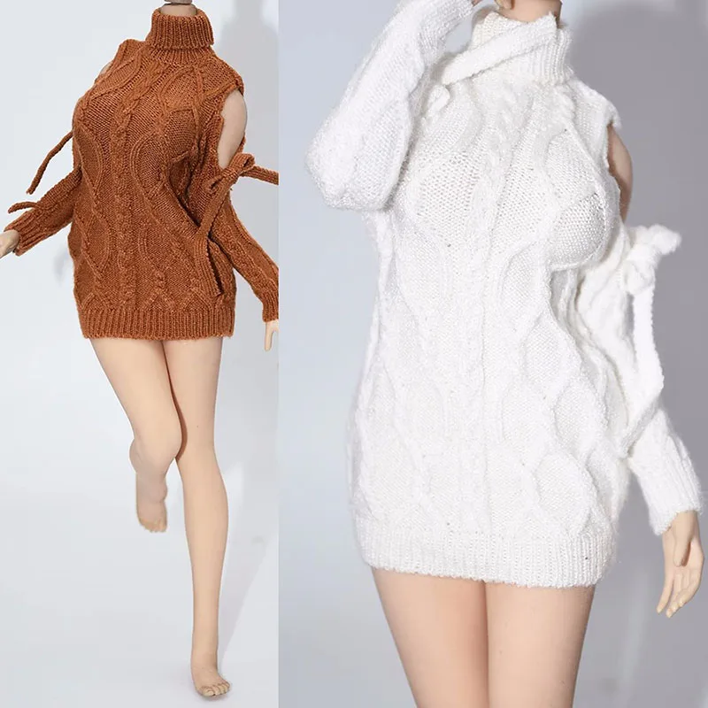 Customized 1/6 Scale Female Off-the-shoulder Sweater Loose Knitted Clothes Model Fit TBL PH 12-inch Soldier Action Figure Body