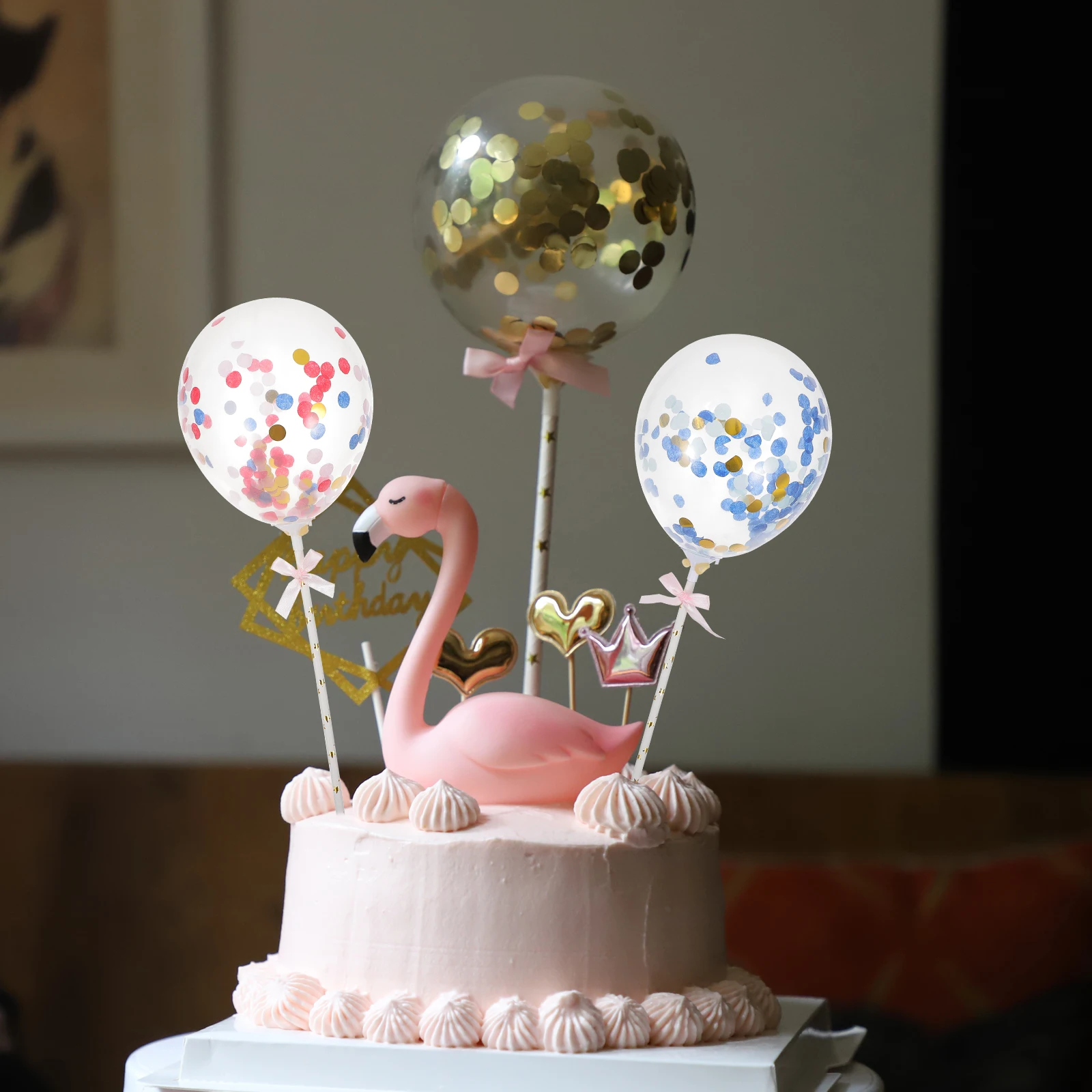 10 Uds. De adornos para pasteles con globos, decoraciones para fiestas y festivales, suministros para hornear, accesorios caseros de Navidad, insertos para pasteles encantadores seguros