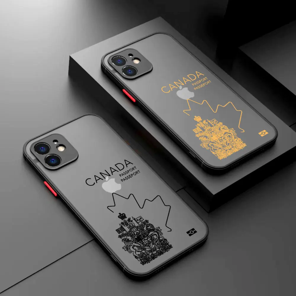 Canada Passport Phone Case For iPhone 15 14 13 12 11 Mini Pro Max X XR XSMax 7 8 Plus Matte Transparent Back Cover