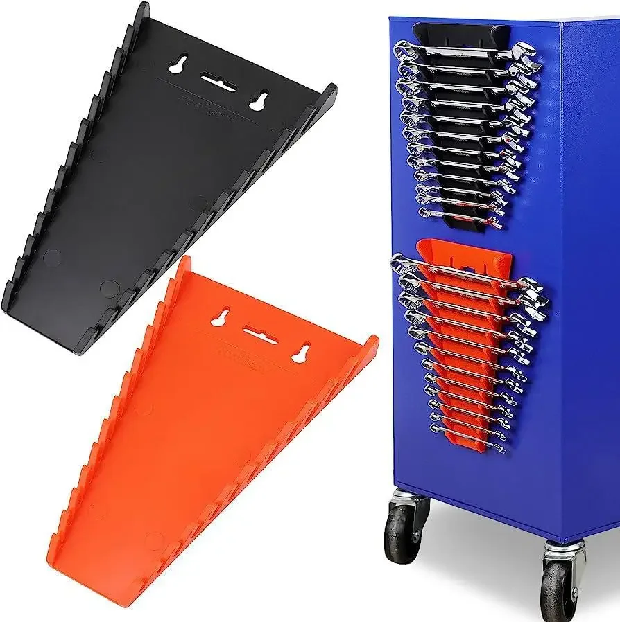 2Pcs Wrench Organizer wrench rack Tool storage tray 12 card slot car repair tool Bracket from 1/4 inch to 1/16 inch