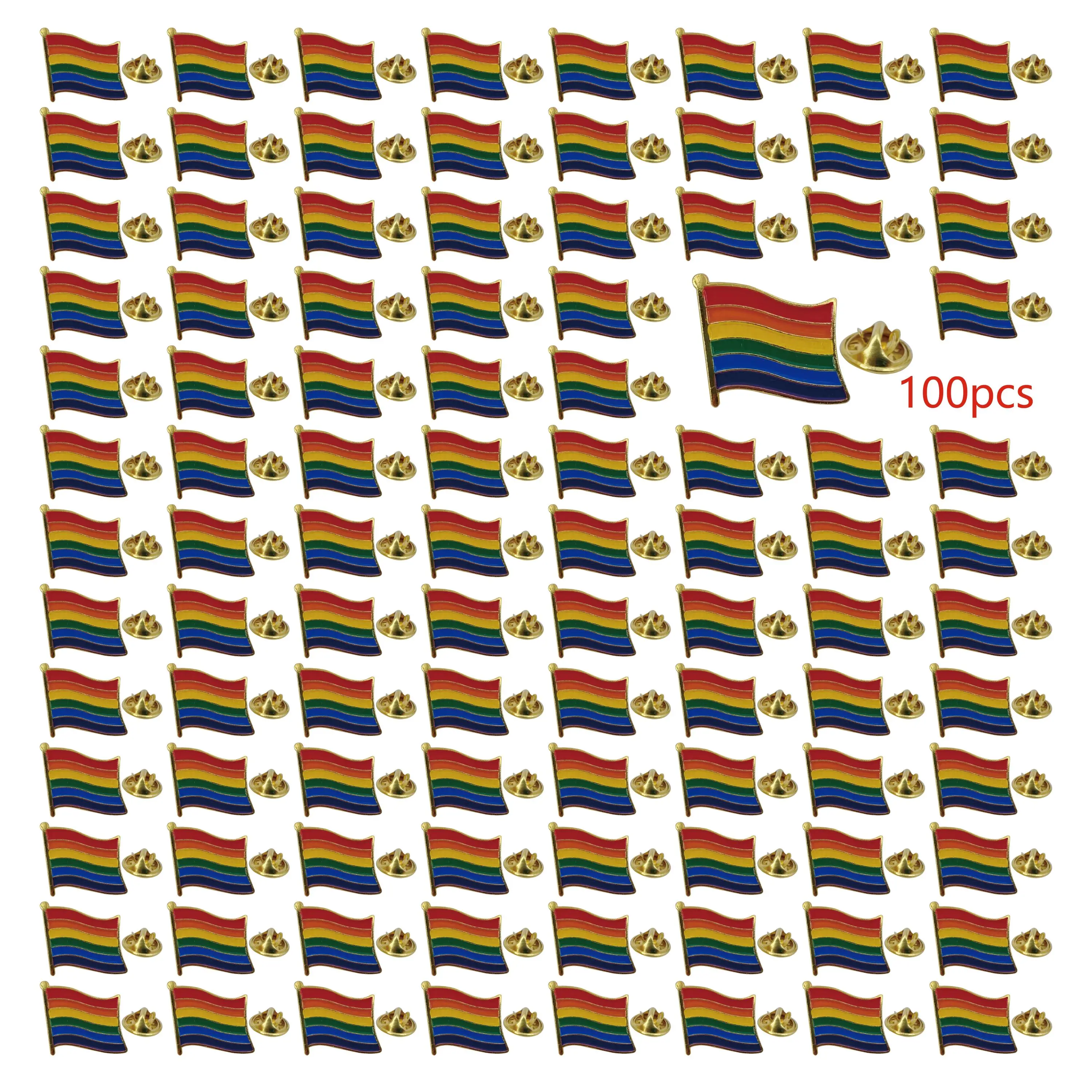 

100pcs/bundle gay pride pins LGBTQ rainbow flag brooch pins for clothes bag decoration