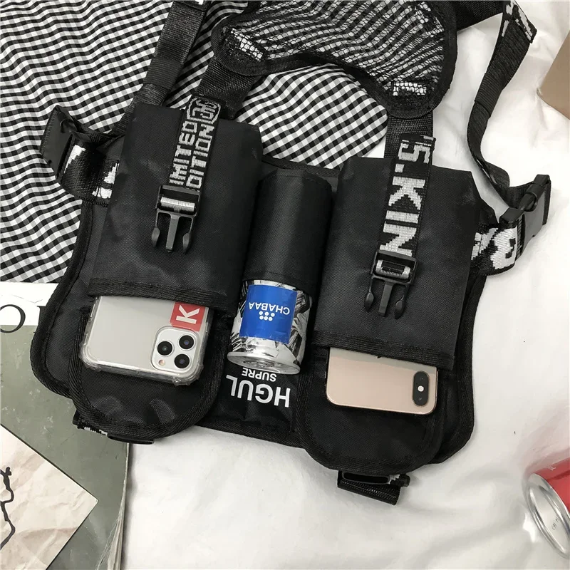 GlaBag-Sac de poitrine en toile unisexe pour hommes, Streetwear Hip Hop, Rig Bags, Pocket Wallet, Kanye Waist Bag, Lovers, New, 2024