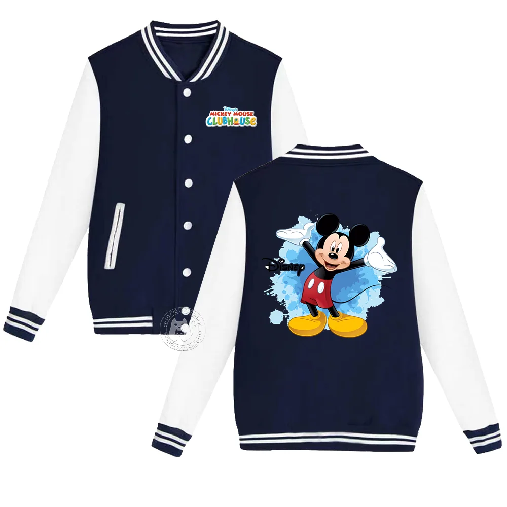 

Детская осенне-зимняя бейсбольная Униформа Disney с принтом Микки и Минни, теплая дорожная куртка с подкладкой для мальчиков и девочек 4-12 лет