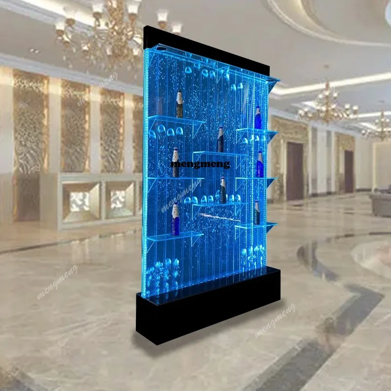 Customization.Customized Acrylic LED Digital Water Bubble Wall Designed with Display bar Shelves