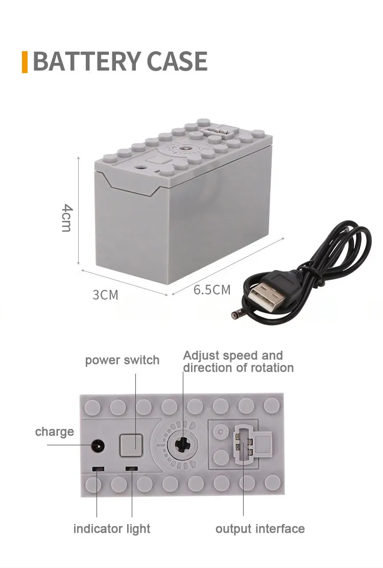 Lithium Battery 800 MA Speed Control  Usb Rechargeable Toy Power Supply Equipment Compatible with Lego Building Block Parts