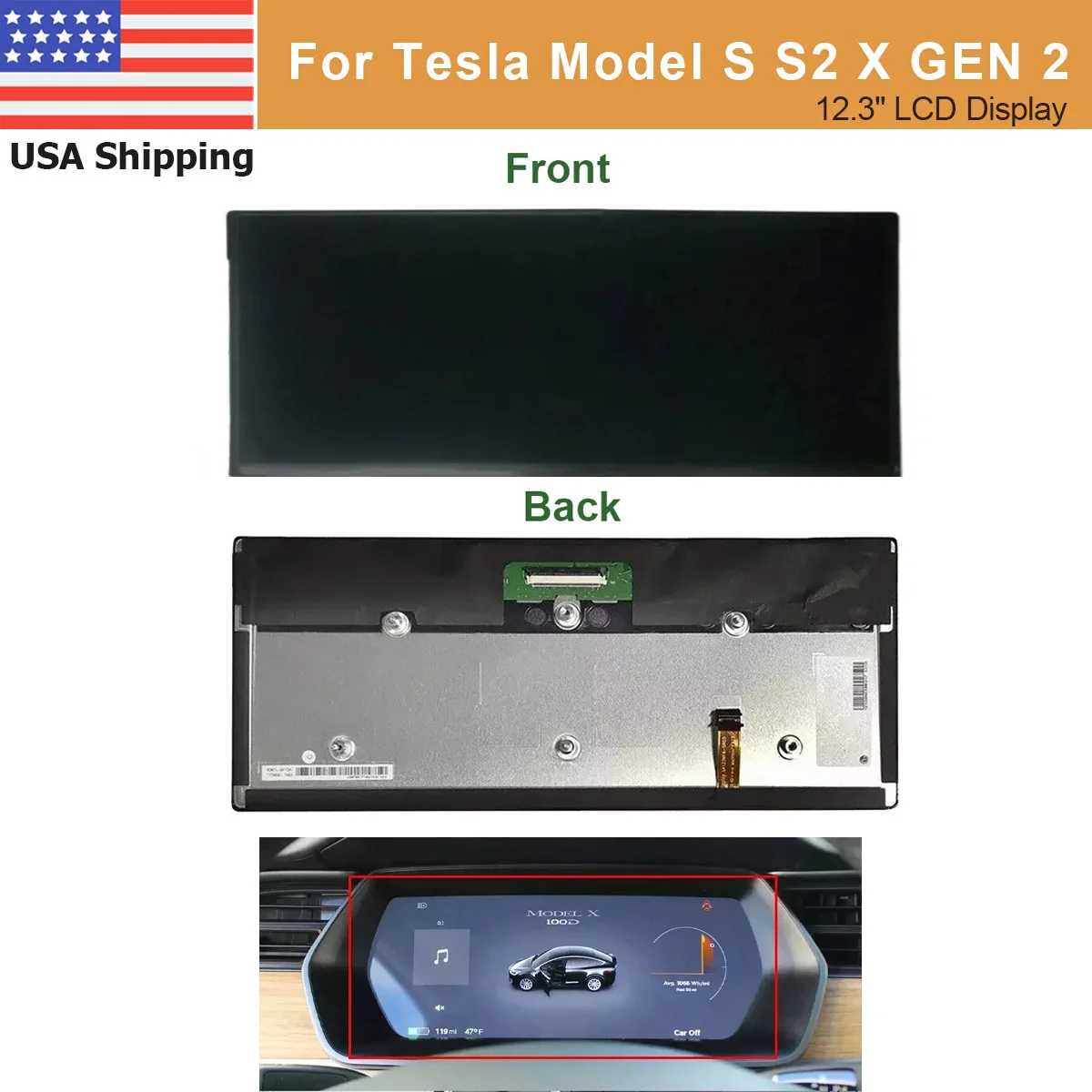 

12.3" LCD Display For Tesla Model S/S2/X GEN 2 Digital Instrument Cluster Screen Replacement LA123WF4(SL)(01)