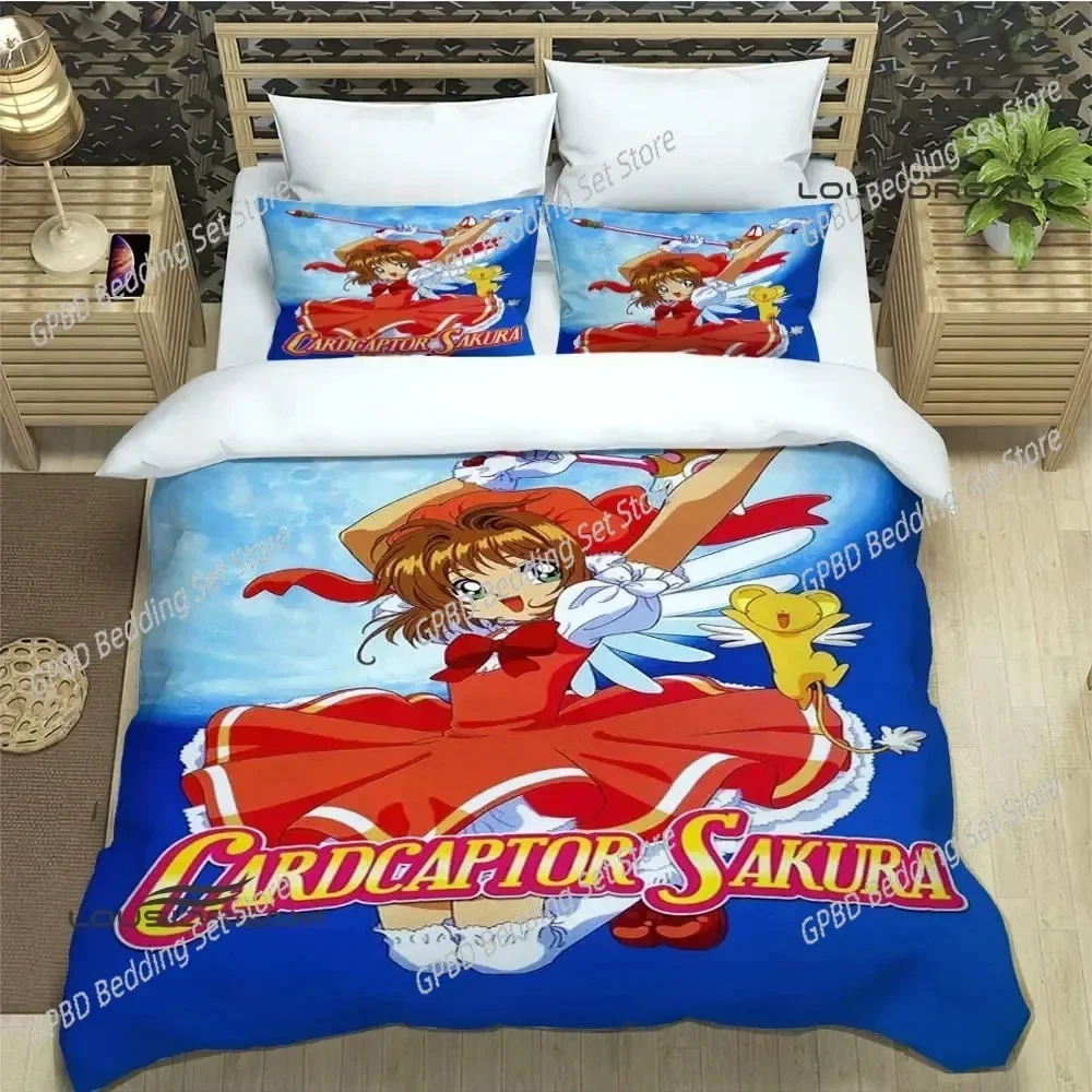 Anime Card Captor Sakura Bedding Set,Duvet Cover Comforter Bed Set Quilt Cover Pillowcase,King Queen Twin Size Boys Girls Adults
