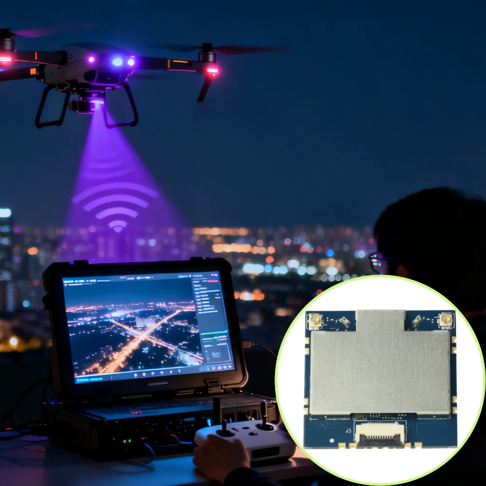 5.85GHz 867Mbps High-Speed Wireless Video Transmission Module 10/20/40/80MHz for Drones and IP Cameras With Long-Range FEM WiFi