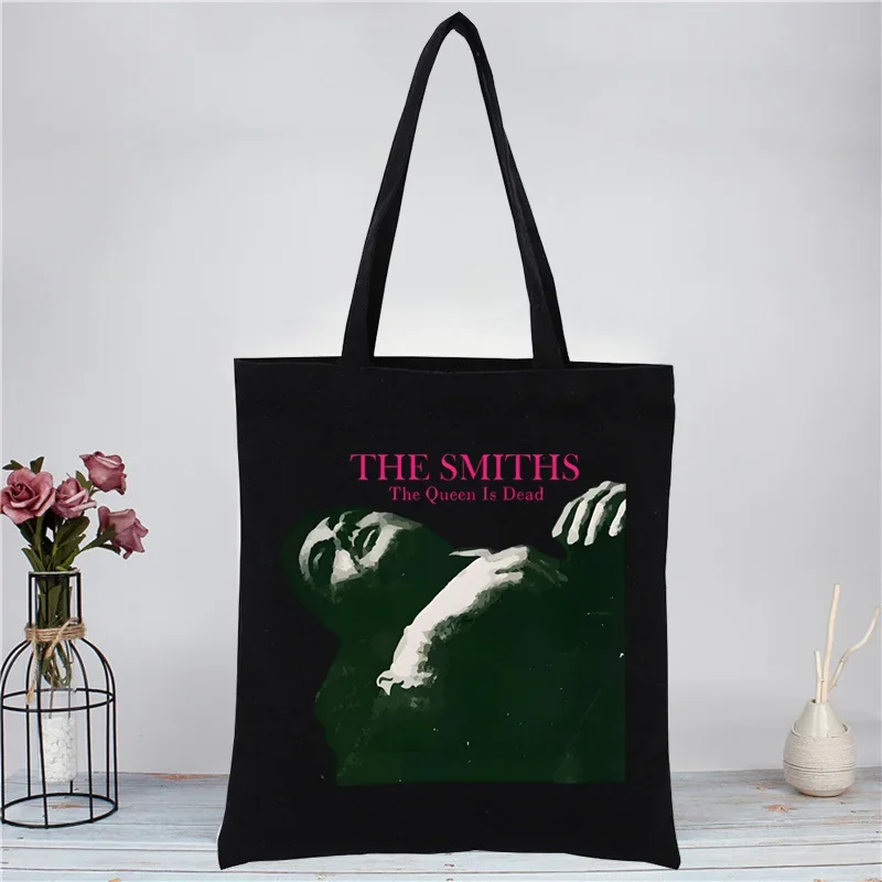 The Smiths The Queen Is Dead Shopping Canvas Bag Female Girl Tote Eco Harajuku Morrissey 1980\'s Rock Shopper Shoulder Bags