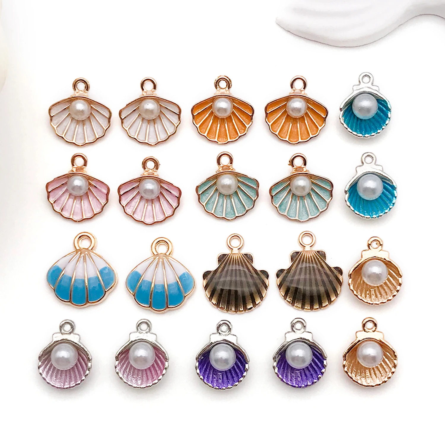 

【Набор пляжных украшений】20 шт. винтажные эмалированные подвески в виде ракушек-сделай сам, прибрежные аксессуары для ожерелья/браслетов/серьг