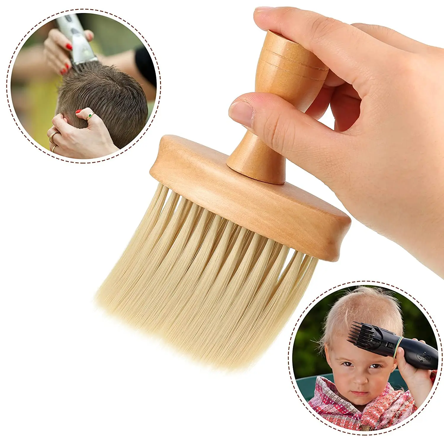 Holz-Nackenstaubbürste mit Weichen Borsten, Geeignet für Haarschnitt und Gesichtsreinigung für Haaraccessoires – Detail 1