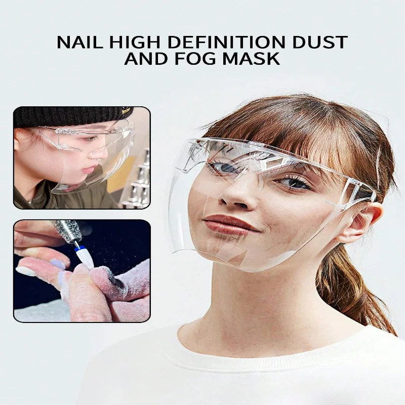 

Nail Dust-Proof Anti-Fog Full Face Head Shield With High Definition & Transparent Acrylic For Salon, Store Opening Or