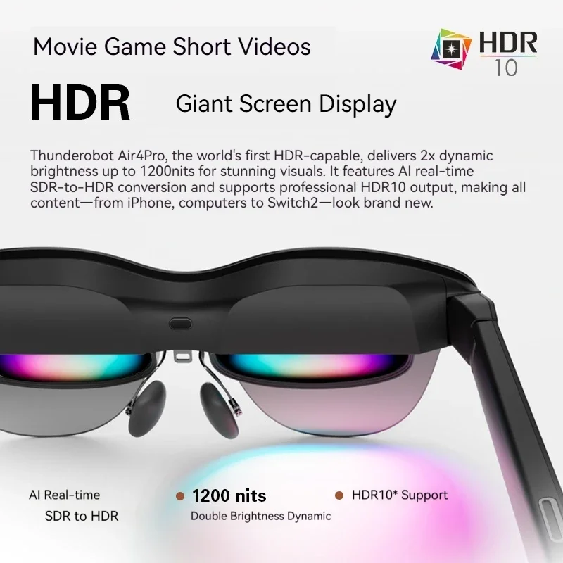 

RayNeo Air 4 Smart AR Glasses, Head-mounted TV, The First HDR10 Glasses Support iPhone 17 Portable HD Movie-watching XR Devices