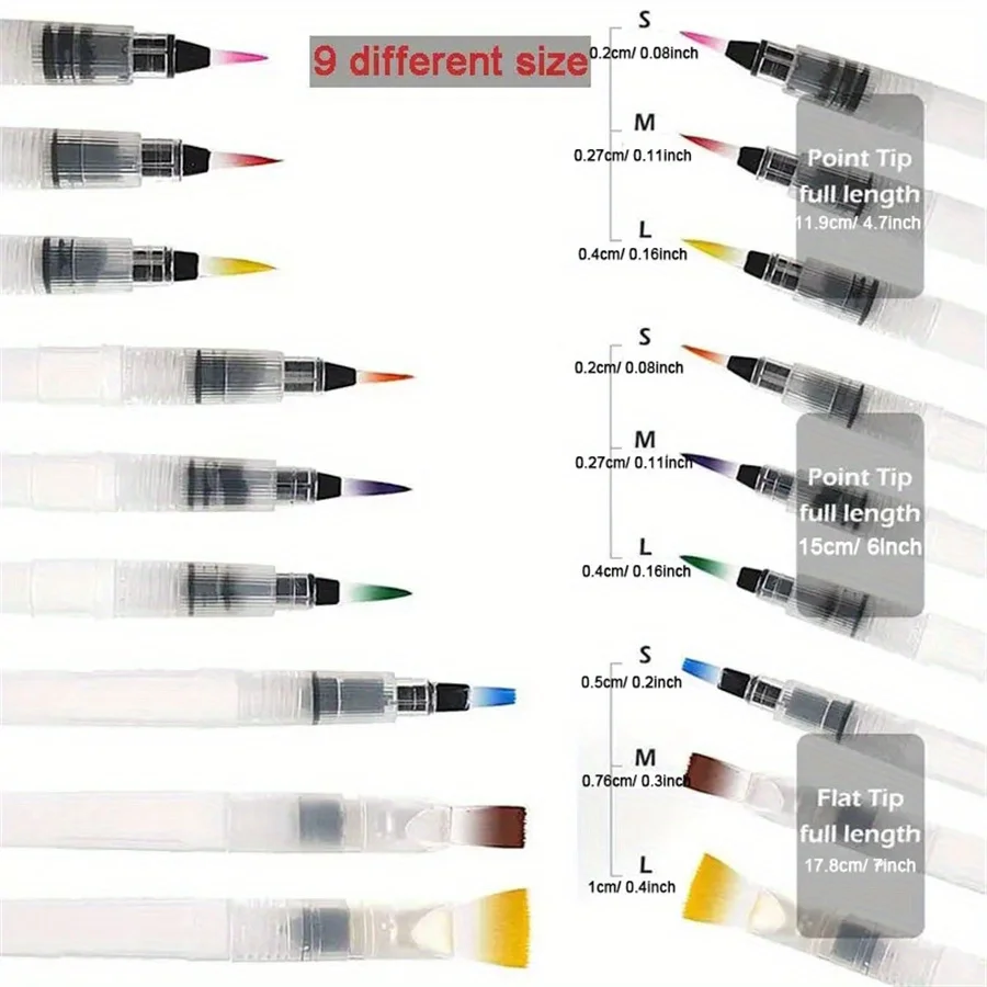 9Pcs Watercolor Brush Set, Water Soluble Colored Pencil Watercolor Brush For Beginners Or Kids, Easy To Use And Fill Painting