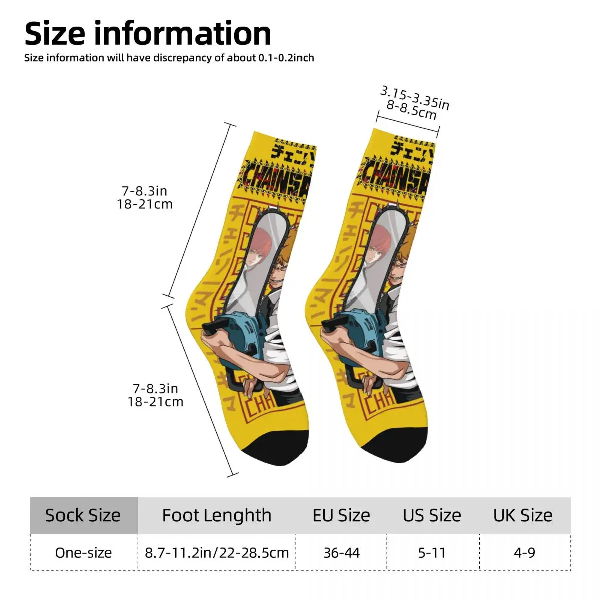 Anime Chainsaw Man Acid cosy Unisex Socks,Cycling Happy 3D printing Socks,Street Style Crazy Sock