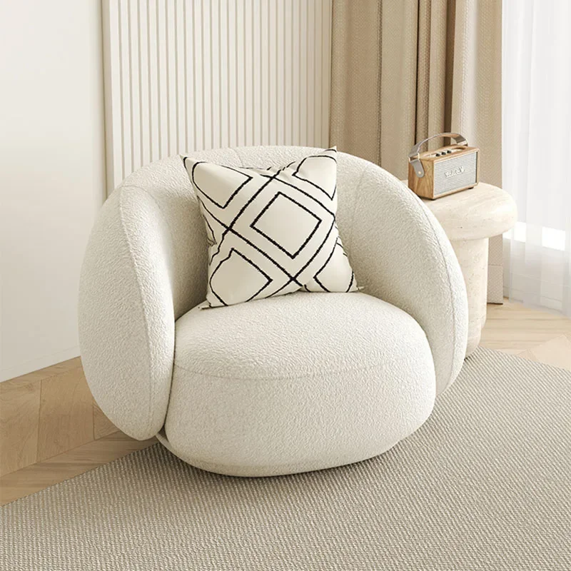 

Cute Fluffy Living Room Chair, Elastic White Floor Single, Back Support Meubles De Salon