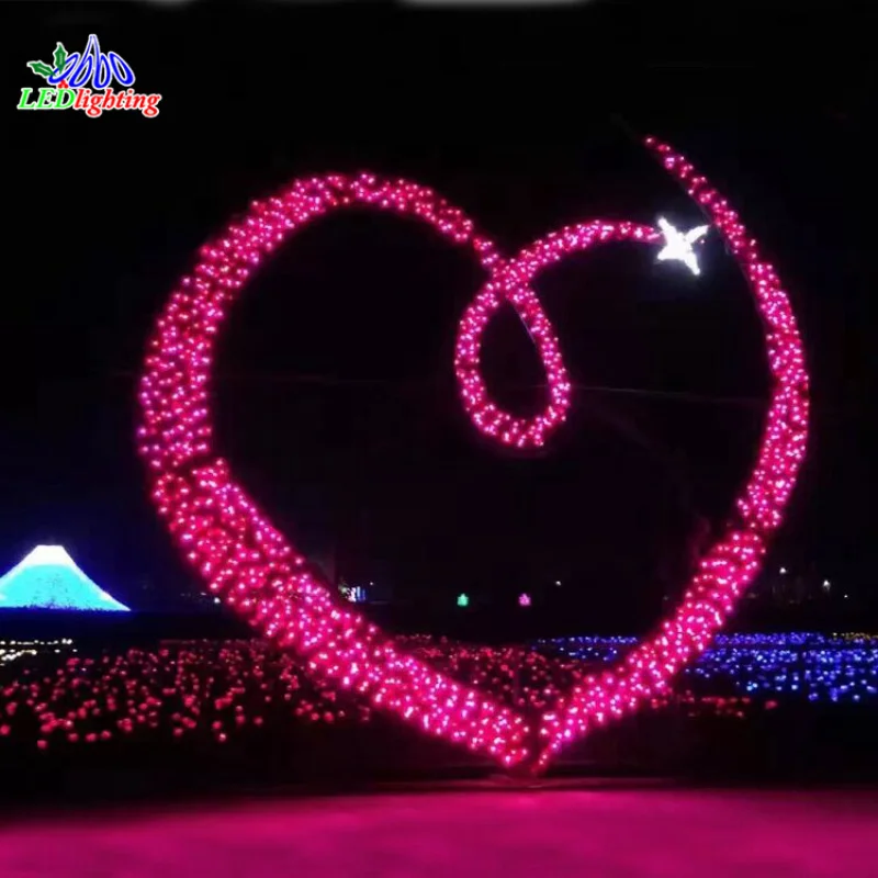 

custom.Outdoor 3D LED heart shape archway light tunnel for commercial grade exterior winter wonderland displ