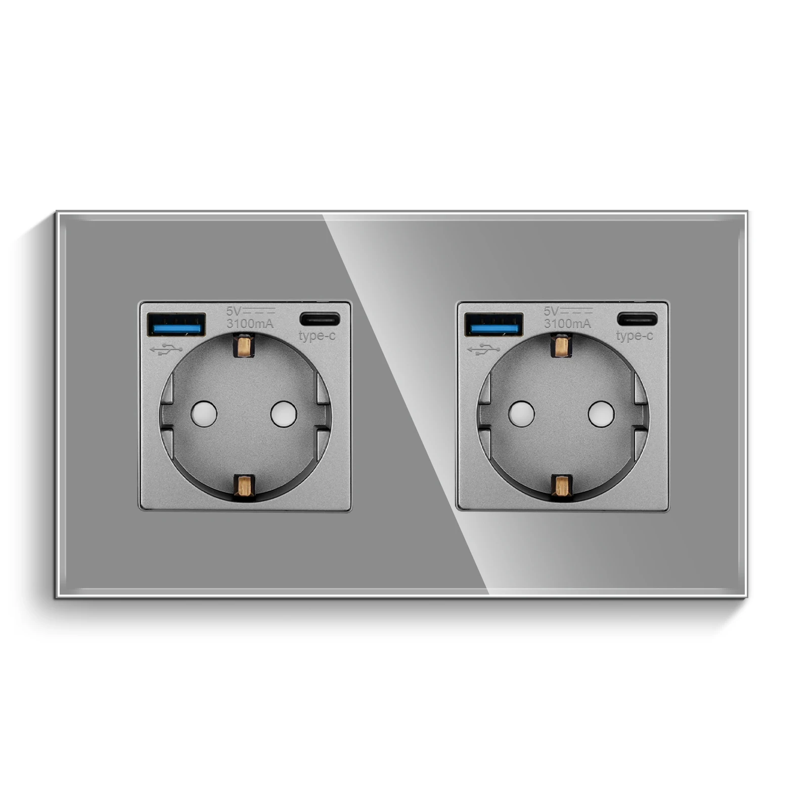Bingoelec Grau Licht Schalter und Steckdose mit Kristall Glas Panel Home Verbesserung lichtschalter 4