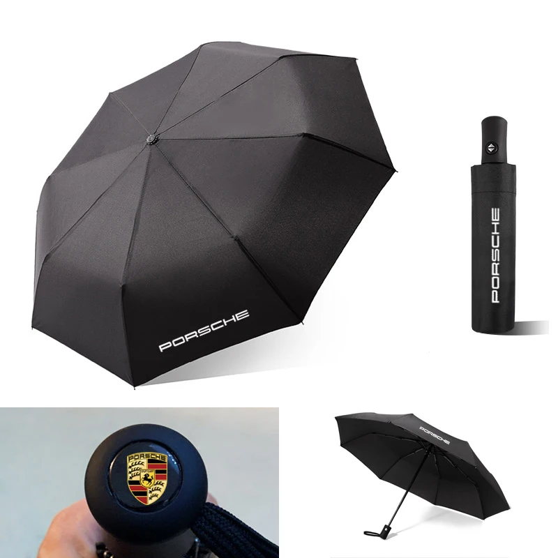 Car folding umbrella Portable automatic sunshade For Porsche Boxster Cayman Cayenne 911 Macan Panamera Auto Eemblems Accessories