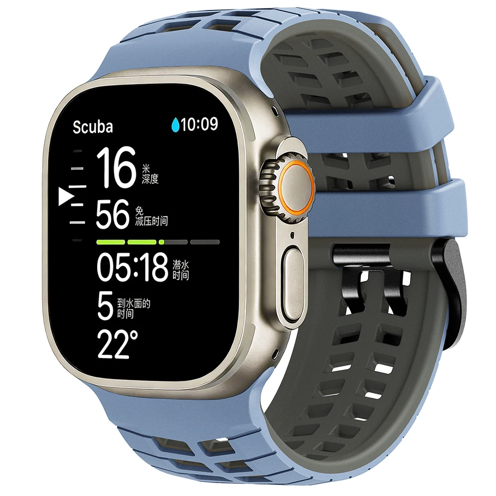 Atmungsaktives Armband für Apple Watch Ultra 3 2 Series 11 10 9 7 8 6 SE 49mm 45mm 46mm 42mm 44mm Silikonarmband Correa iWatch Armband