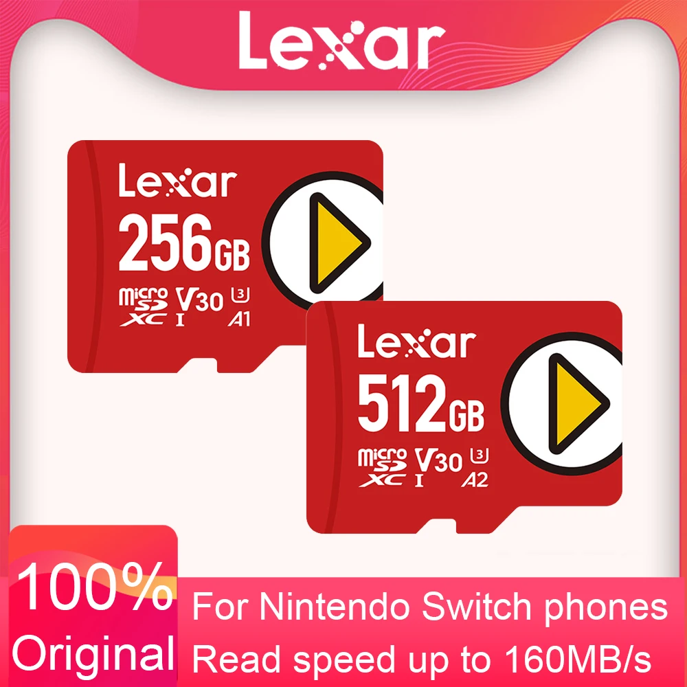 Lexar Memory Card 128GB PLAY microSDXC 256GB USH-I Card 512GB High Speed 160MB/s Micro SD Card 1TB Flash Card for Switch Drone