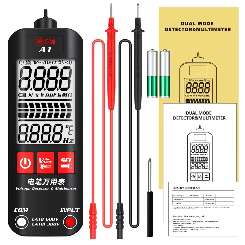 Digital Multimeter Smart Voltmeter Live Wire Detector AC DC Tester A1