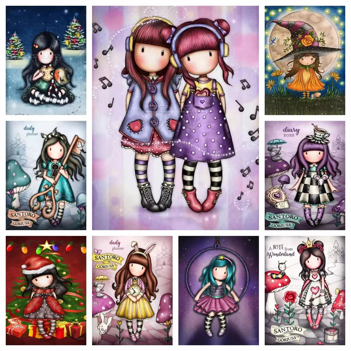 5D DIY Diamantmalerei-Set Weihnachten Cartoon-Mädchen Prinzessin Geschenk Vollflächiges Quadrat- & Rundmosaik Stickerei Kreuzstich Heimdekoration Kunst